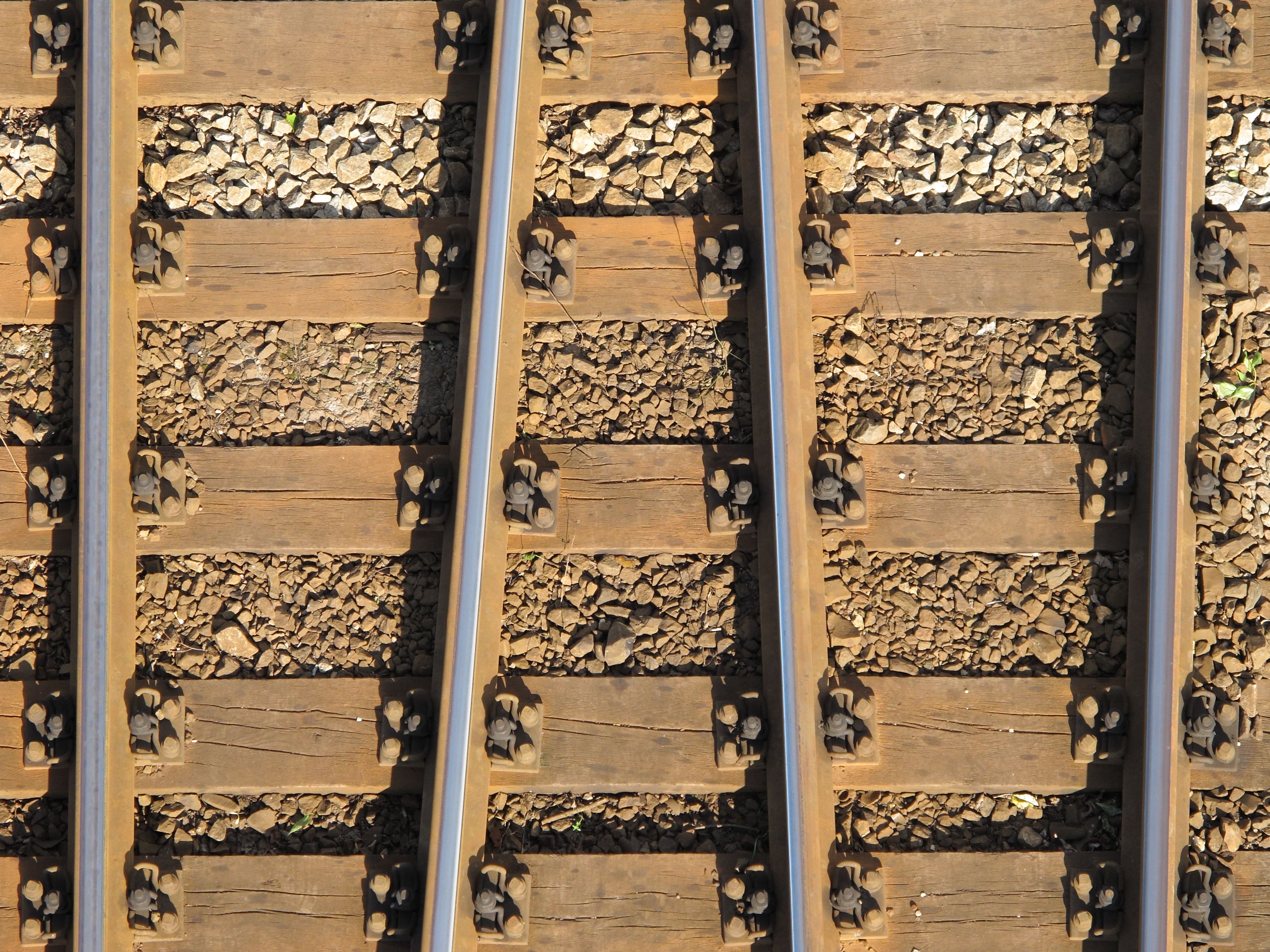 wooden railroad ties from overhead