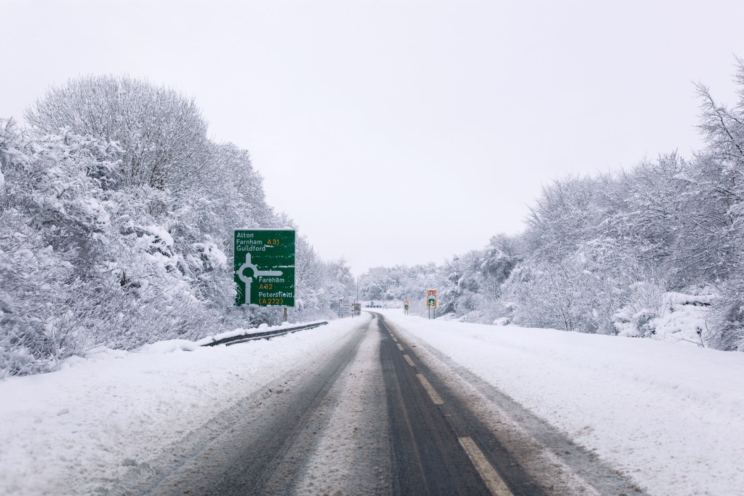 icy and snowy winter road