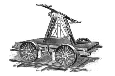 drawing of an old-fashioned handcar